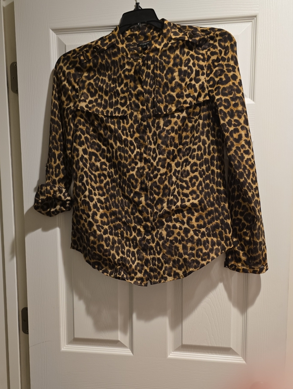 Ann Taylor Leopard Print Button-Down Blouse - Brown/Black